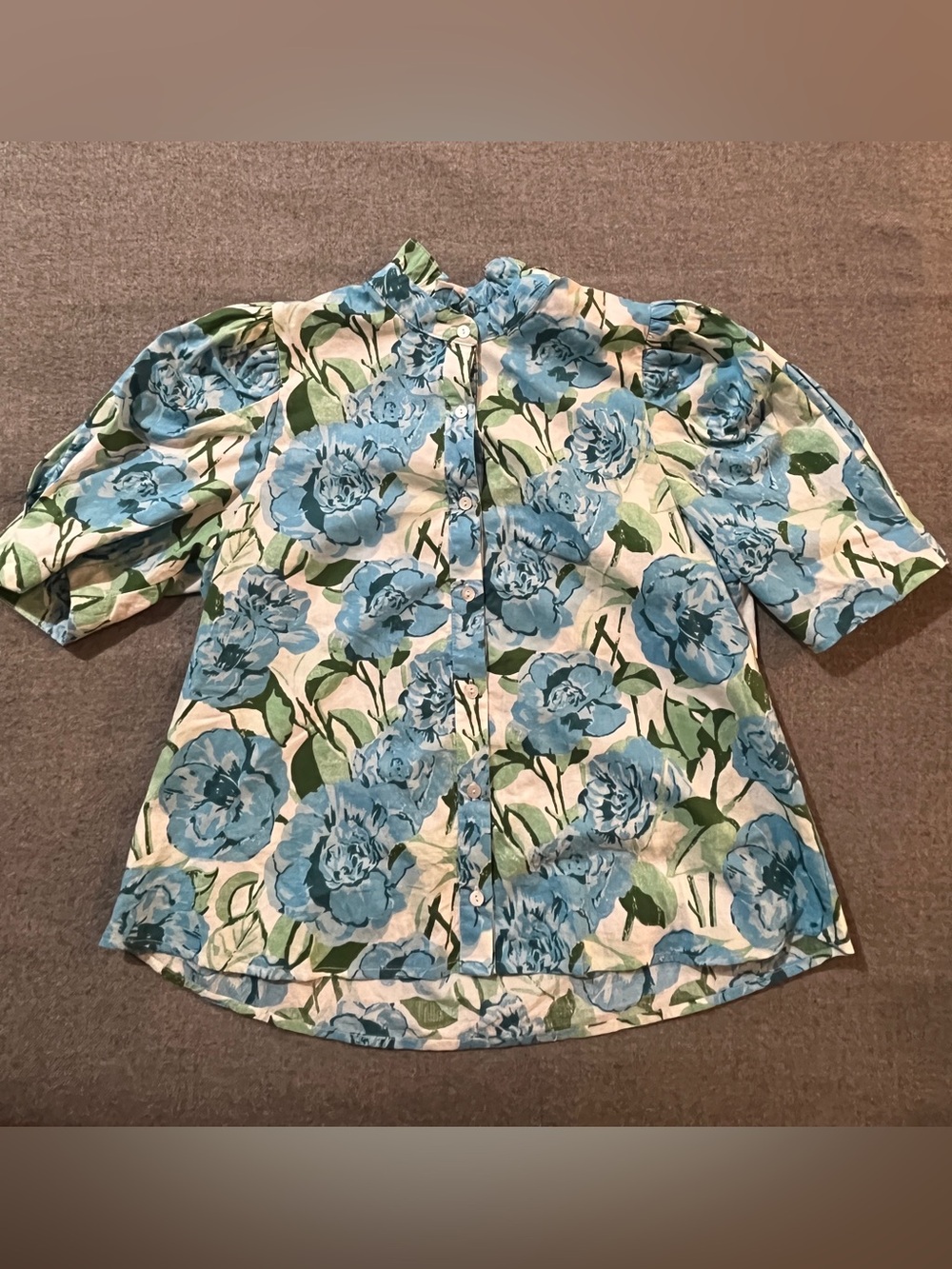 entro Blue Floral Short-Sleeve Cotton Button-Down Shirt